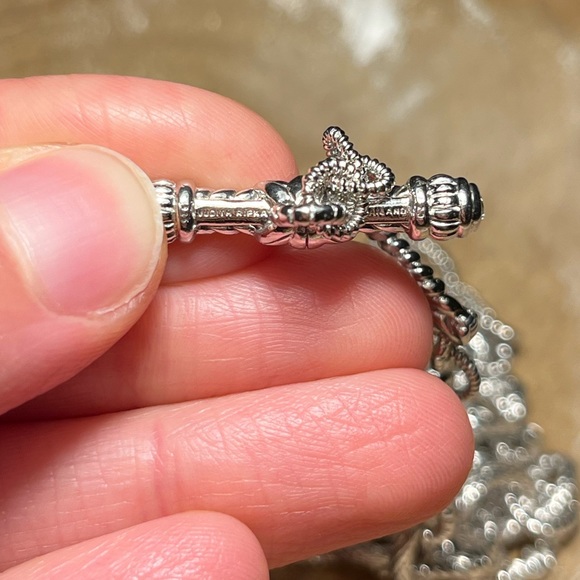 Judith Ripka Three Strand Chain Link 925 Sterling Silver Toggle Clasp Bracelet - Picture 14 of 16